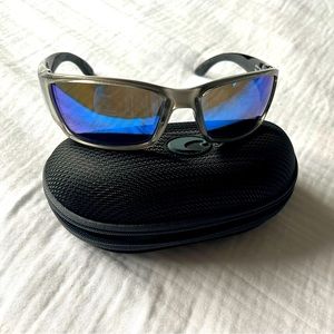 Costa grey frame, polarized blue lense sunglasses